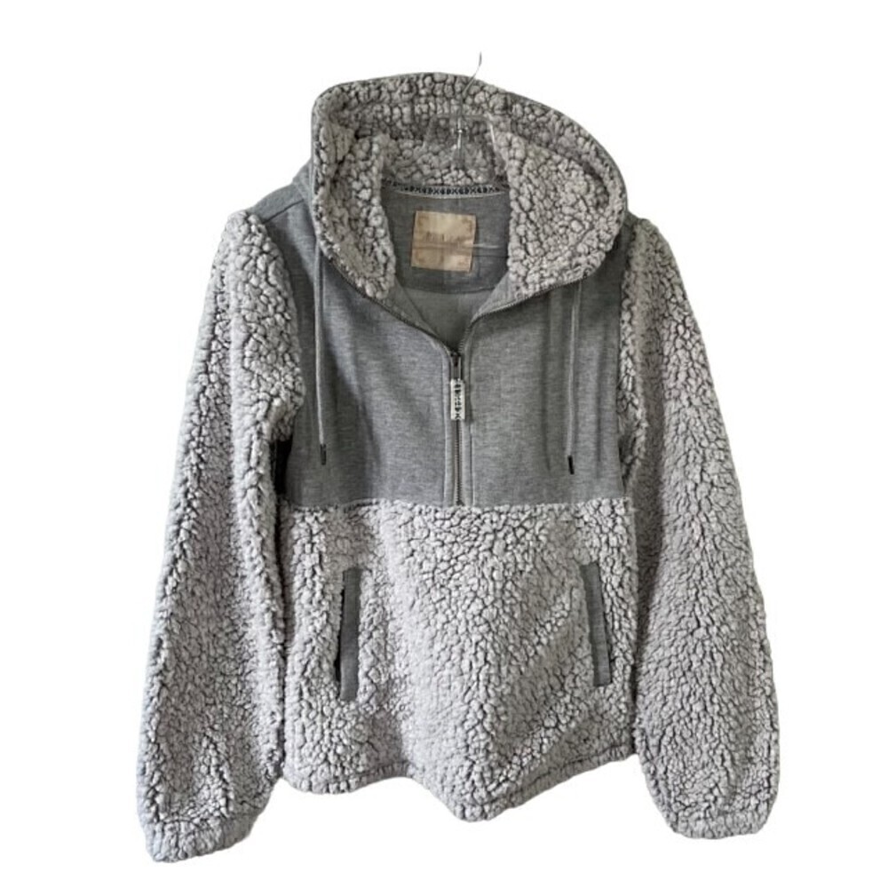 Altar'd State Gray Sherpa Popover 1/4 Zip Hoodie Size Small